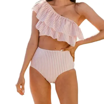 2023 Moterų Bikini Dryžuotas Raukiniai Dviejų dalių Slim Belaidis Bikini Nustatyti Maudymosi Kostiumą Paplūdimio