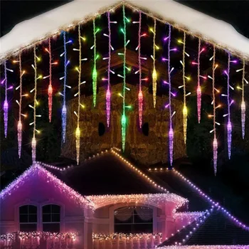 LED Užuolaidų Varveklis String Žibintai Kalėdinė Girlianda Krioklys Lauko Sodo Puošmena Pasakų Šviesos Gatvėje Pastoge Kiemo
