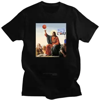 Jėzus Žaisti Krepšinį Juokinga T-shirt Krikščionių Tikėjimą Tee Moterims Vyrai medžiaga Religijos Viršūnes Religinių Velykų Masculinas Camisetas