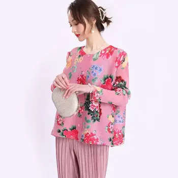 Striukės moterų 2023 m. pavasario ir vasaros ilgomis rankovėmis sulenkite viršų moteriška retro stiliaus Kinijos vieną sagtį prarasti užsienio marškinėliai striukė