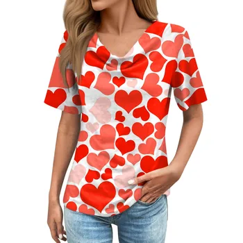 Moterų Mados Atsitiktinis Krūva Kaklo trumpomis Rankovėmis Prarasti Atspausdintas T-Shirt Negabaritinių marškinėliai Plius dydis moterų drabužiai распродажа одеж