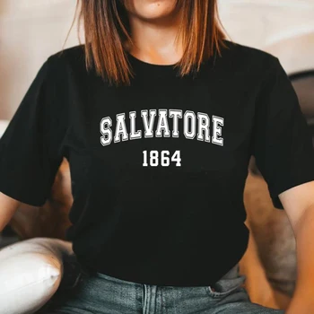 Salvatore 1864 Marškinėliai Salvatore Brolių T-shirt Mystic Falls T Marškinėliai trumpomis Rankovėmis Unisex Tshirts Viršuje Vampyras Ventiliatorius Dovana
