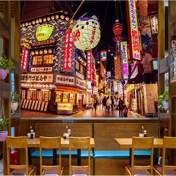 Japonų Gatvės Scena Sienos Popieriaus Izakaya Suši Restoranas 3D Freskomis Japonijos Kepsnių Restoranas Pramonės Dekoro Tapetai, 3D