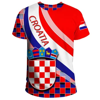 2023 vyriški trumpomis Rankovėmis Kroatijos vėliava 3D Spausdinimo vyriški T-shirt Harajuku Mados Streetwear tee