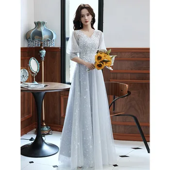 Moterų Vestuvių Bridesmaid Suknelę Seksualus V-Kaklo Elegantiškas Temperamentas Suknelė Mados Šalis Vestidos Princesė Stiliaus Ilgai Cheongsam