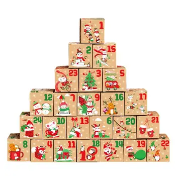 Kalėdinis Advento Kalendorius Saldainių Dėžutė Atgalinės Atskaitos Kraft Popieriaus Dovanų Dėžutėje Šalis Dovana Vyniojimo Popieriaus Langelį Prekių Kalėdų Šalis