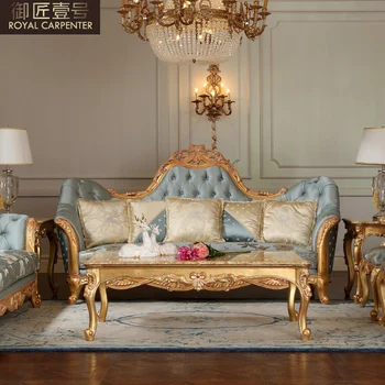 Europos audinio sofos 123 derinys medžio masyvo išdrožtos aukso gyvenamasis kambarys sofos, italijos vila