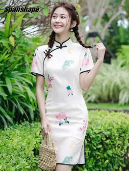 Moterų Cheongsam Gėlių Spausdinti Qipao Ilgai Pokylių Vakarienę Drabužius, Vintage Suknelė ouc316