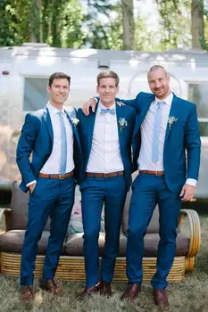 Royal Blue Slim Fit 2020 Jaunikis Tuxedos Vestuvių Tuxedos Kostiumai Pagal Užsakymą Pagaminti Groomsmen Geriausią Vyro Prom Kostiumai Kelnes