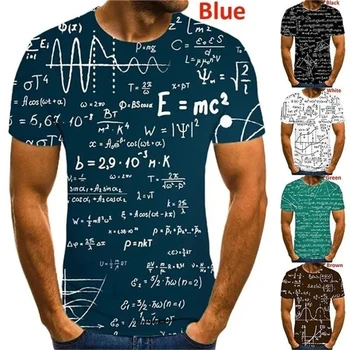 Naujas Vyrų Atsitiktinis Mados 3D Atspausdintas Matematikos Matematikos Formulę T Marškinėliai Cool Trumpas rankovėmis Tees Pop Kultūros Juokingi Marškinėliai, Topai