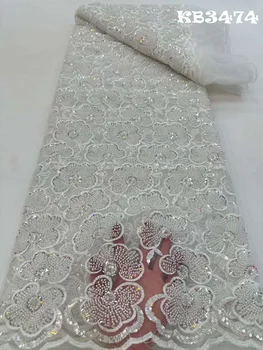 Vaiskiai Balta Puošnios Nėrinių Audinio Prabangių vakarinių Suknelių iki 2023 m. Perlų ir Kristalų Audinio Ju Audinio Medžiagos Vestuvės Dress
