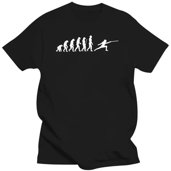 Vyrai T-Shirt 100% Medvilnės O-Kaklo Evoliucija Tee Marškinėliai Fechten Hobis Kovoti Aptvarai Duell Degen Prekės Ženklo Drabužių Streetwear