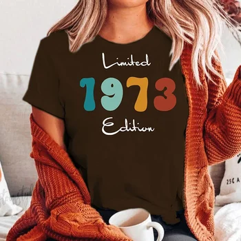Tik 1973 m. Leidimas Grafinis T Marškinėliai Moterims Medvilnės Streetwear Komplektus 50 Metų Gimtadienio Moteriškų Drabužių Vasaros Mados