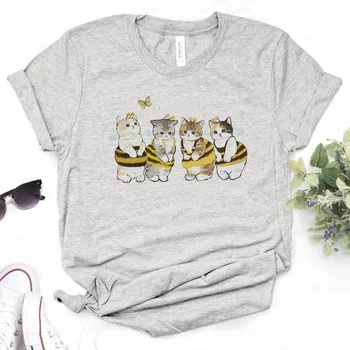 Cute Kačių viršuje moterų komiksų streetwear grafinis marškinėliai mergina manga harajuku Japonų drabužių