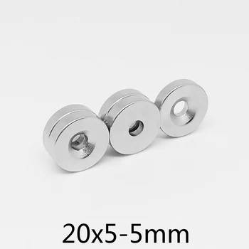 2~50PCS 20x5-5 Galingas Magnetas Diskas 20*5 mm, Skylė 5 mm Apvalus Retųjų Žemių Magnetas 20x5-5mm Neodimio Magnetai Lapas 20*5-5