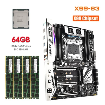 X99 S3 Plokštė LGA 2011-3 E5 2686 V4 Procesorius DDR4 ECC RAM 4X16=64GB Paramos NVME M. 2 X99 Lustų rinkinys