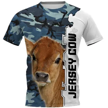 PLstar Kosmosas Jersey Karvė 3D Atspausdintas t-shirt Harajuku Streetwear T shirts Juokinga Gyvūnų Vyrų, Moterų trumpomis Rankovėmis 01