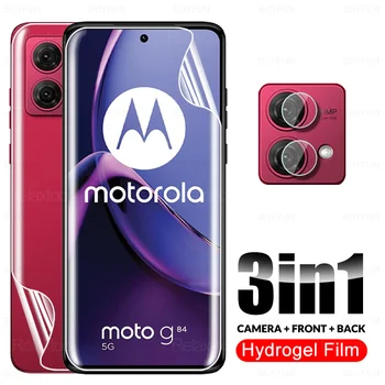3in1 Kamera Stiklo Priekiniai Atgal Hidrogelio Filmas Motorola Moto G84 G54 5G G14 4G Objektyvas Screen Protector Dėl MotoG84 MotoG54 MotoG14