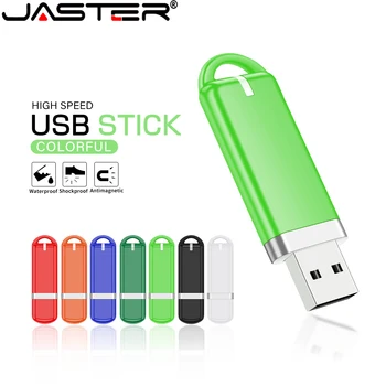 JASTER Plastiko Flash Diskas 128GB Juodas Vandeniui USB 2.0 64GB 16GB 100% Realių Pajėgumų Pendrive 32GB Memory Stick Verslo Dovana
