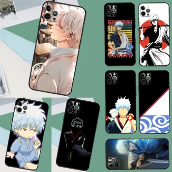 Gintoki Sakata Gintama Anime Funda Atveju iPhone 11 12 13 14 15 Pro Max Plius Mini X XR XS Max SE 2020 2022 7 8 Padengti