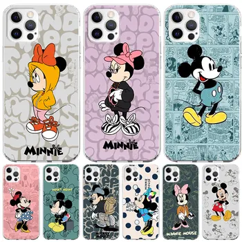 Aišku, Case for iPhone 11 13 14 Pro Max 12 Mini XR X XS 7 8 SE 2020 6s Plius 5 5s Silikono Telefono Dangtelį Mickey Mouse Minnie Pora