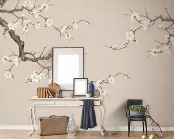 custom 3D tapetai ranka-dažytos Baltos gėlės filialas kambarį miegamasis fono sienos freskos 3d tapetai