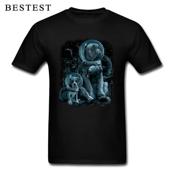 MES PRALEISTI NAMUOSE Vyras marškinėliai Kosmosą Astronautas Pug Šunys Medvilnės Marškinėlius Juokinga trumpomis Rankovėmis Vyrams Marškinėliai Projektavimo Darbo Dieną Viršūnes & Tees