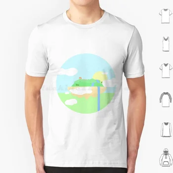 Sky Island Marškinėliai 6Xl Medvilnės Kietas Tee Dangaus Sala Plūduriuoja Plaukioja Taikos Žalia Mėlyna Geltona Pastelinių Minimalus Estetinės Minimalistinio