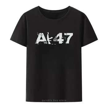 Vasarą Karšto Pardavimo Rusijos Kalašnikovas Ak 47 Trumpas rankovėmis Nostalgija Kvėpuojantis Camisetas Vyrai Moterys Juoda Balta Modalinis Spausdinti Marškinėliai
