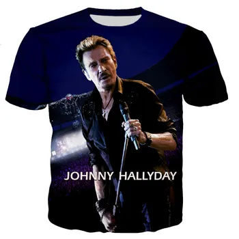 Johnny Hallyday 3D Atspausdintas T-shirt Vyrai Moterys Mados Atsitiktinis Tees Viršūnes Dropshipping Marškinėlius Hip-Hop Streetwear Negabaritinių Marškinėliai
