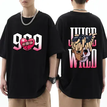 Reperis Jucie WRLD 999 Mados Marškinėliai Vyrams, Moterims, Hip-Hop Estetinės marškinėliai Atsitiktinis Medvilnės trumpomis Rankovėmis Minkštas Marškinėliai Streetwear