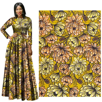 Afrikos spausdinta medžiaga poliesteris drabužių geltona chrizantema gali būti naudojamas suknelės, kostiumai Ankara etninės stiliaus audiniai