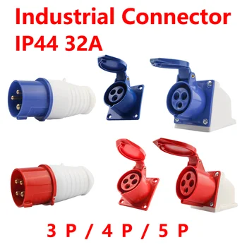 Pramonės kištuko ir lizdo vandeniui jungtis 3PIN 4PIN 5PIN 16A/32A IP44 vandeniui elektros jungtis wall mount lizdas