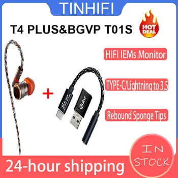 TinHiFi T4, Plius su 3,5 mm Jungtis & BGVP T01s HiFi Iavs Laidinio Stebi, Ausinės, Audio Dekodavimas Ausinės Žaibo USB Tipo C