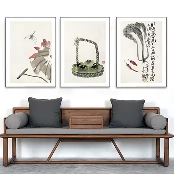 Kinijos Rašalo Retro augalų Kraštovaizdžio plakatus spausdina drobės, paveikslai, sienos meno kambarį dekoro miegamasis estetinės Meno kūrinius
