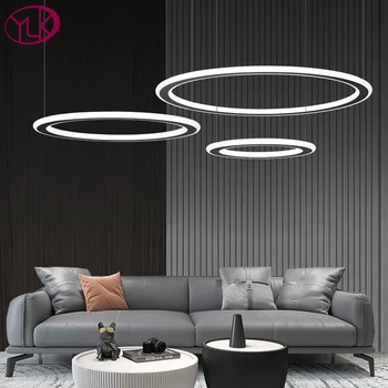 Trys žiedai led šviestuvo už kambarį paprastas stilius juoda kabinti šviesos rungtynių modertn valgomojo kambario dekoro akrilo lempos