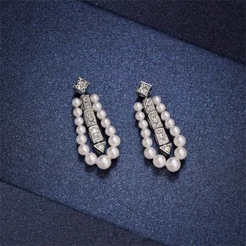 Mados kūrybos perlų ašaros auskarai Europos elegantiškas geometrijos Prabanga fine jewelry