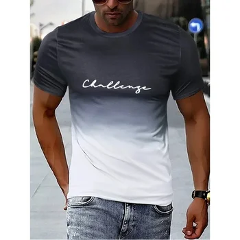 Derliaus vyriški T-shirt 3D Gradientas Spausdinti trumpomis Rankovėmis Viršūnes Vasaros Atsitiktinis Gatvės Mados Marškinėliai Negabaritinių Marškinėliai Vyrams, Drabužiai
