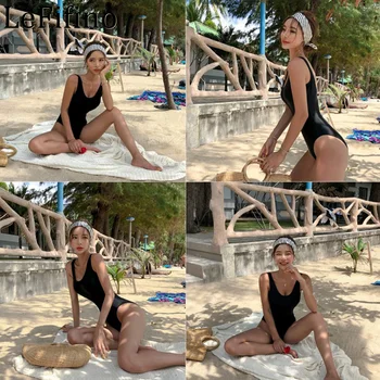 Vasaros Minimalistinio Maudymosi Kostiumėlį Lieknėjimo Backless Gražus Atgal Karštas Pavasaris, Maudymosi Kostiumėliai, Vientisos Spalvos Sexy Beach Vacation Bikini Rinkinys Moterims