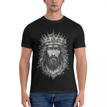 Jėzus Kristus, Karalių Karalius vyriški Marškinėliai krikščionių Laisvalaikio Marškinėliai trumpomis Rankovėmis Crewneck Marškinėliai Grynos Medvilnės Drabužiai